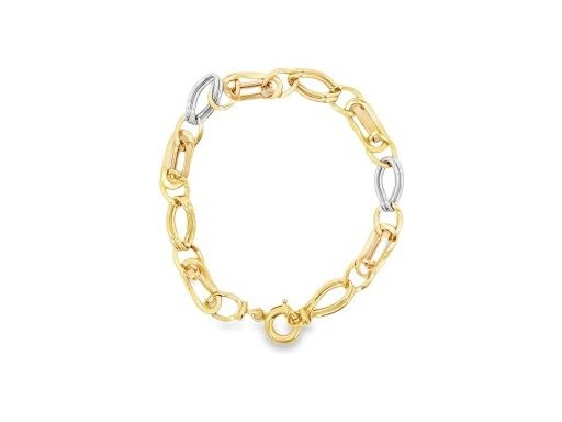 18K Three-Tone Gold Interlocking Link Bracelet